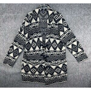 Chaps by Ralph Lauren Navy/Cream Aztec Knit Southwest Cardigan Sweater Size 1X